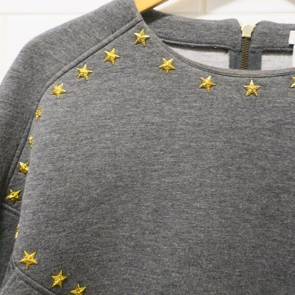 AUTHENTIC VERSACE COLLECTION STUDDED SWEATSHIRT GREY gold STARS size Small LUXE - Picture 10 of 11